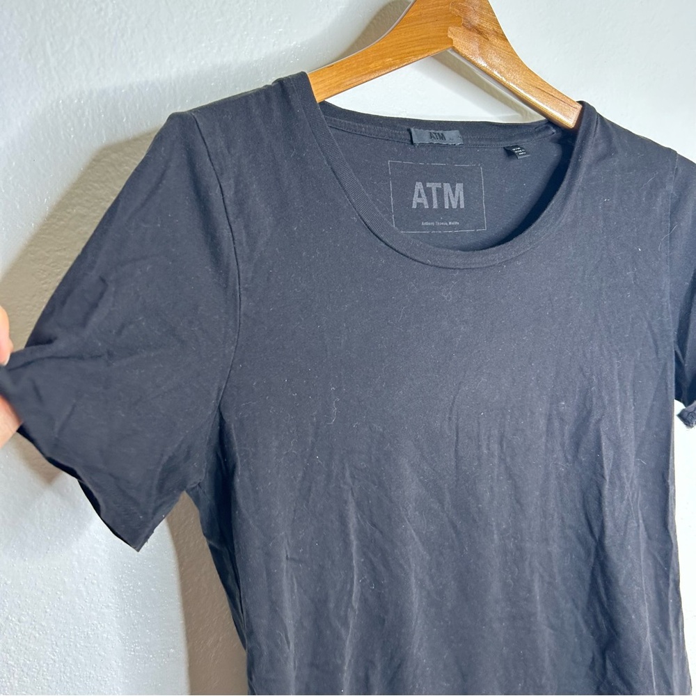 ATM 100% Cotton Black Scoop Neck Short Sleeve T - Shirt Top Size Medium - Picture 2 of 14